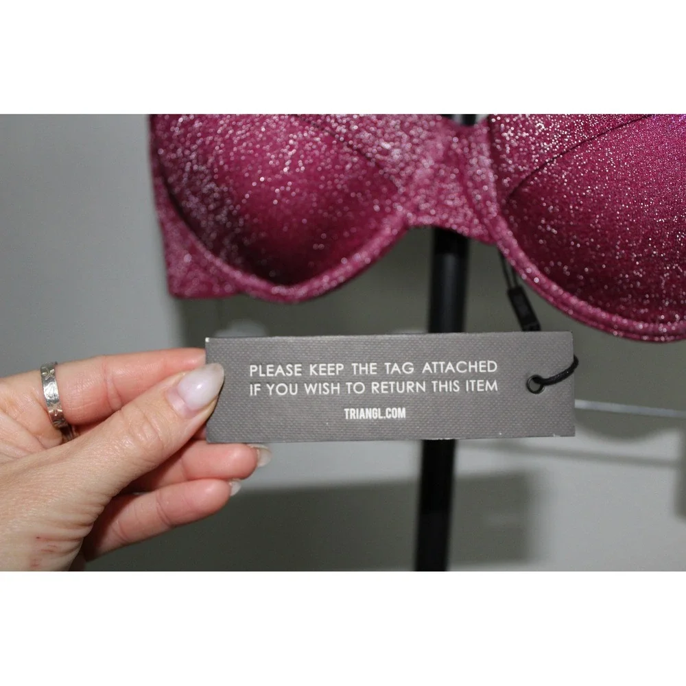 Triangl‎ Magenta Pink Glitter Underwire Bikini Top Small+ NWT Sparkly Swimwear
